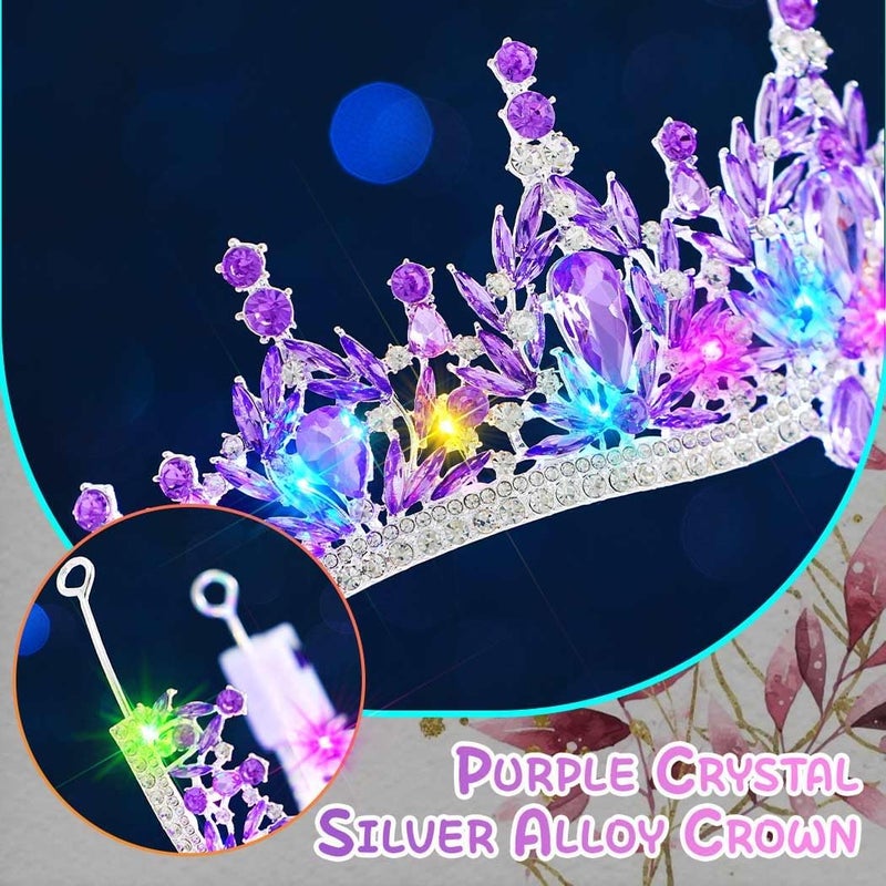 Brishow Light Up Fantasy Rhinestone Gold Crowns,Bridal Wedding Tiaras,Queen Headpiece Jewelry for Women - Image 4
